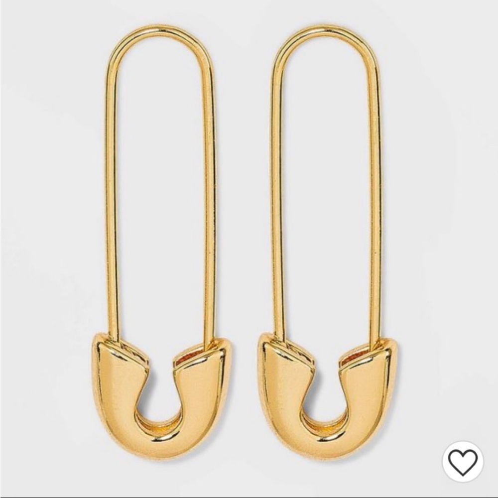 NWT- Sugarfix x BaubleBar Safety Pin Gold Earrings
